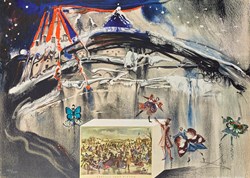 New York Central Park Winter, 1971 by Salvador Dali - Lithograph in colours with collage sized 30x22 inches. Available from Whitewall Galleries